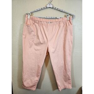 Woman Within Women's Pink Cotton Blended High Rise Pull On Pants Size 32W Petite